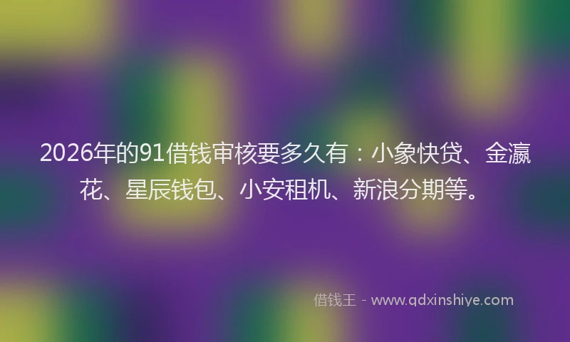2026年的91借钱审核要多久有：小象快贷、金瀛花、星辰钱包、小安租机、新浪分期等。