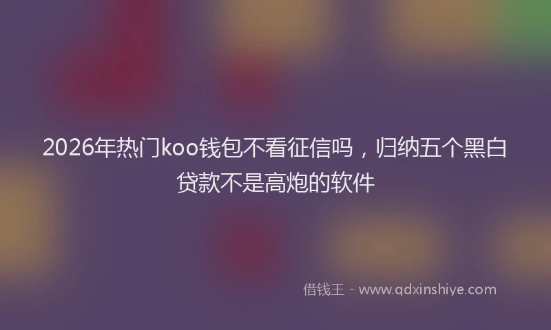 2026年热门koo钱包不看征信吗，归纳五个黑白贷款不是高炮的软件