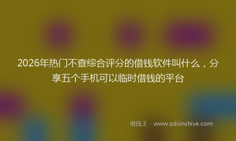 2026年热门不查综合评分的借钱软件叫什么，分享五个手机可以临时借钱的平台