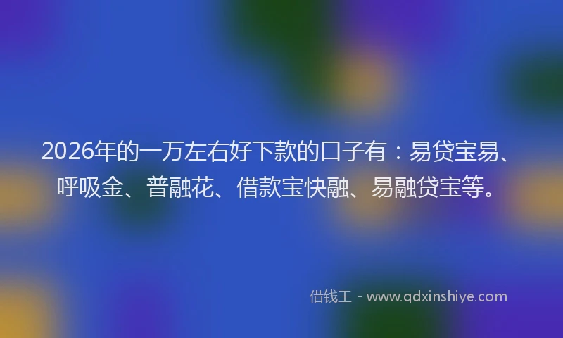 2026年的一万左右好下款的口子有：易贷宝易、呼吸金、普融花、借款宝快融、易融贷宝等。