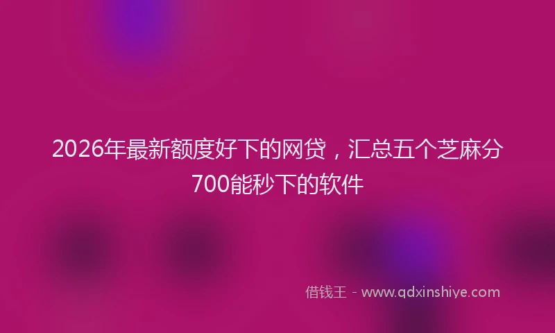 2026年最新额度好下的网贷，汇总五个芝麻分700能秒下的软件