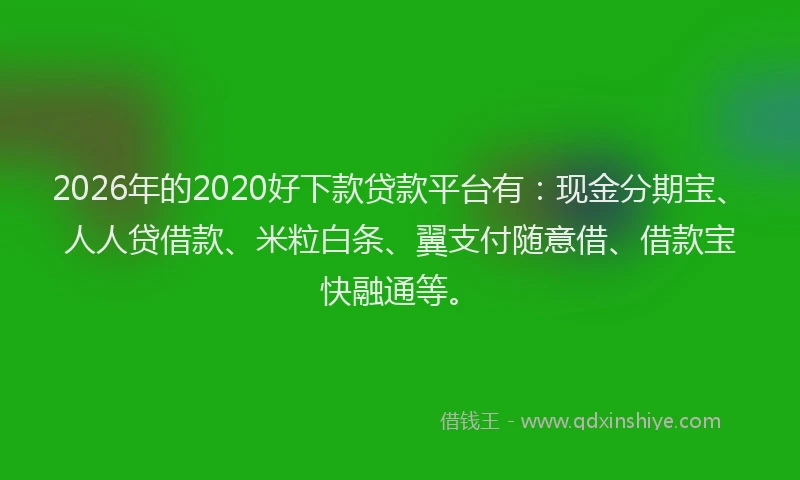 2026年的2020好下款贷款平台有：现金分期宝、人人贷借款、米粒白条、翼支付随意借、借款宝快融通等。