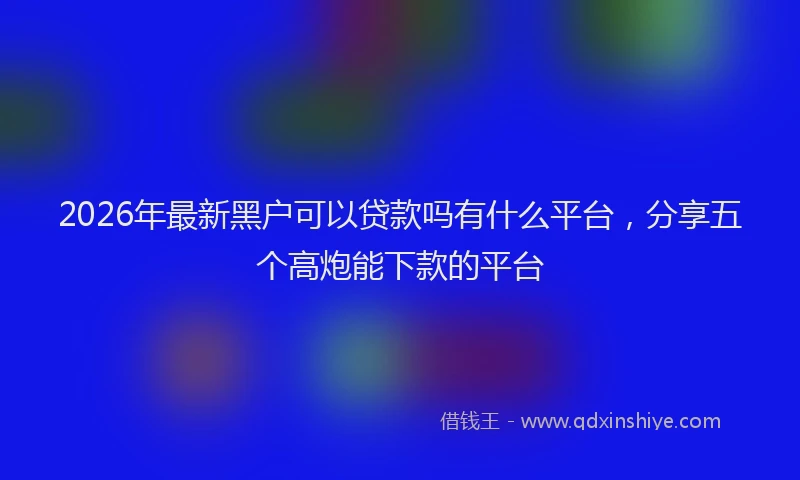2026年最新黑户可以贷款吗有什么平台，分享五个高炮能下款的平台