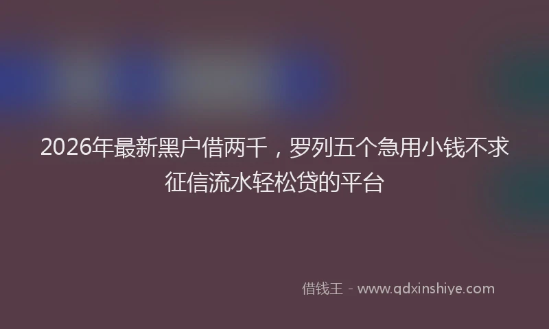 2026年最新黑户借两千，罗列五个急用小钱不求征信流水轻松贷的平台