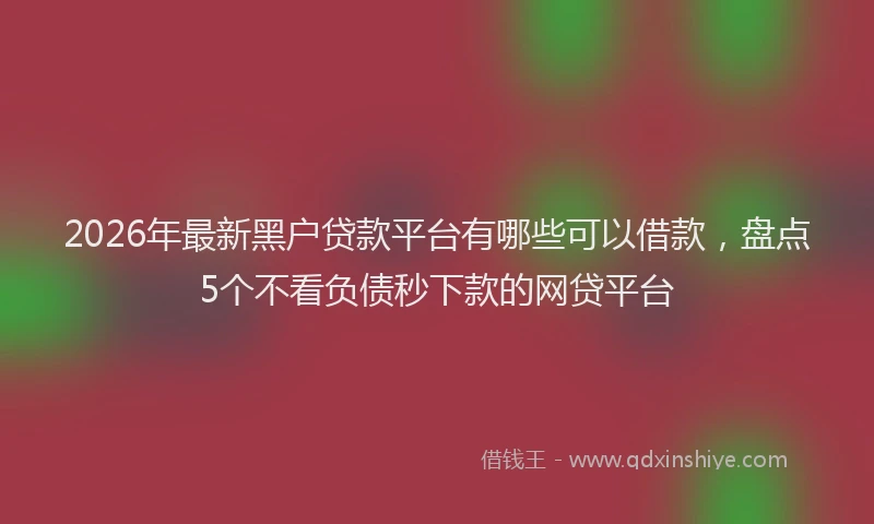 2026年最新黑户贷款平台有哪些可以借款，盘点5个不看负债秒下款的网贷平台