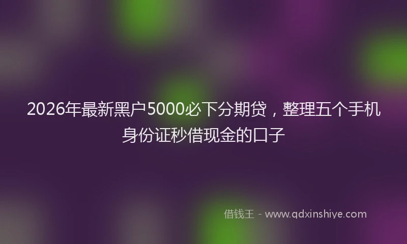 2026年最新黑户5000必下分期贷，整理五个手机身份证秒借现金的口子