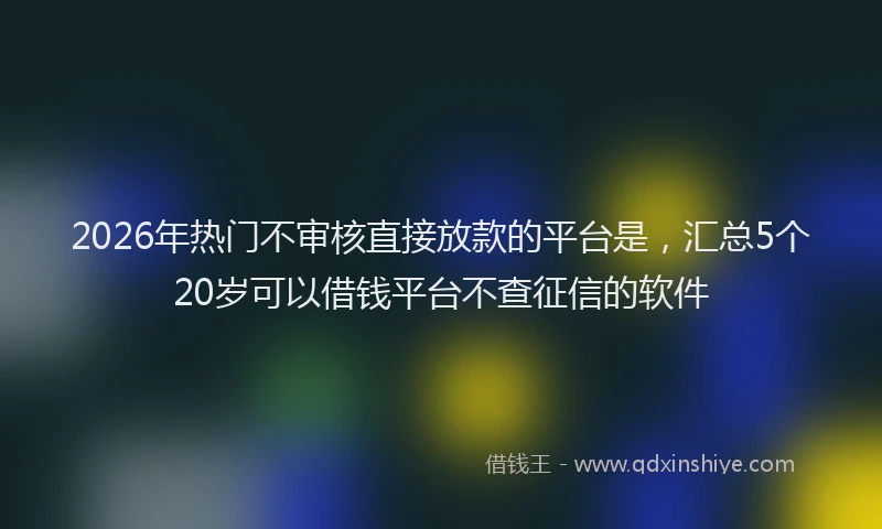 2026年热门不审核直接放款的平台是，汇总5个20岁可以借钱平台不查征信的软件