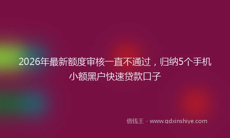 2026年最新额度审核一直不通过，归纳5个手机小额黑户快速贷款口子