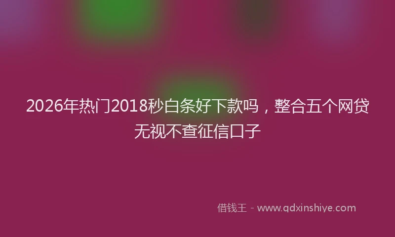2026年热门2018秒白条好下款吗，整合五个网贷无视不查征信口子