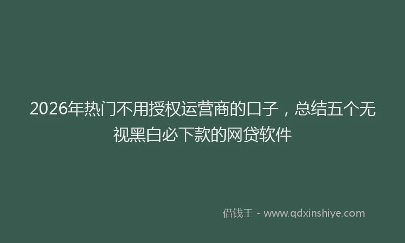 2026年热门不用授权运营商的口子，总结五个无视黑白必下款的网贷软件