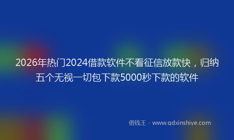 2026年热门2024借款软件不看征信放款快，归纳五个无视一切包下款5000秒下款的软件