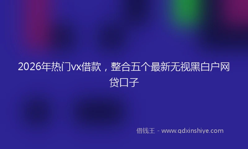 2026年热门vx借款，整合五个最新无视黑白户网贷口子