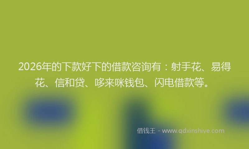 2026年的下款好下的借款咨询有：射手花、易得花、信和贷、哆来咪钱包、闪电借款等。