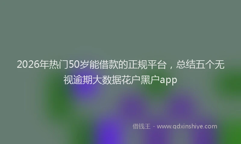 2026年热门50岁能借款的正规平台，总结五个无视逾期大数据花户黑户app