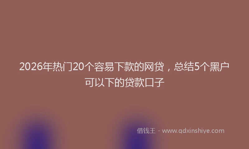 2026年热门20个容易下款的网贷，总结5个黑户可以下的贷款口子