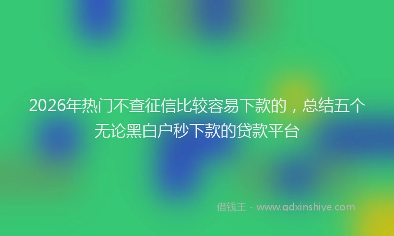 2026年热门不查征信比较容易下款的，总结五个无论黑白户秒下款的贷款平台