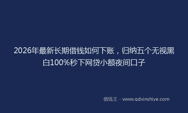 2026年最新长期借钱如何下账，归纳五个无视黑白100%秒下网贷小额夜间口子