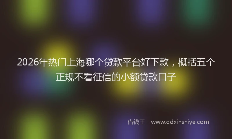 2026年热门上海哪个贷款平台好下款，概括五个正规不看征信的小额贷款口子