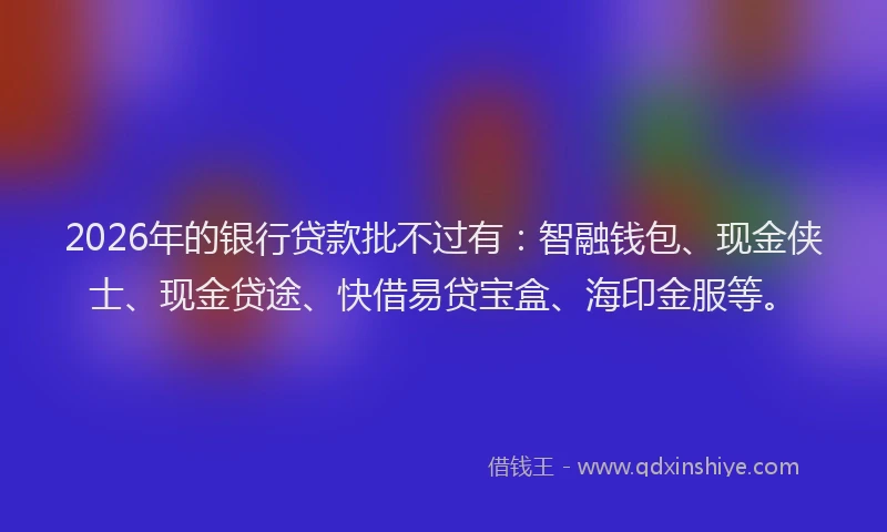 2026年的银行贷款批不过有：智融钱包、现金侠士、现金贷途、快借易贷宝盒、海印金服等。