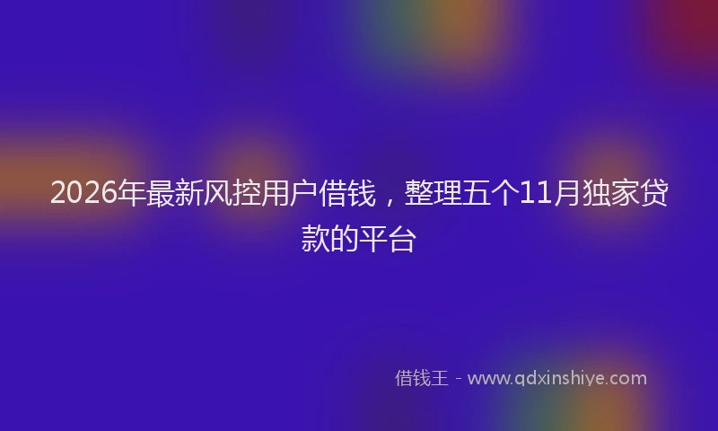 2026年最新风控用户借钱，整理五个11月独家贷款的平台