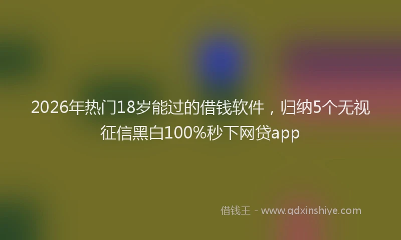 2026年热门18岁能过的借钱软件，归纳5个无视征信黑白100%秒下网贷app