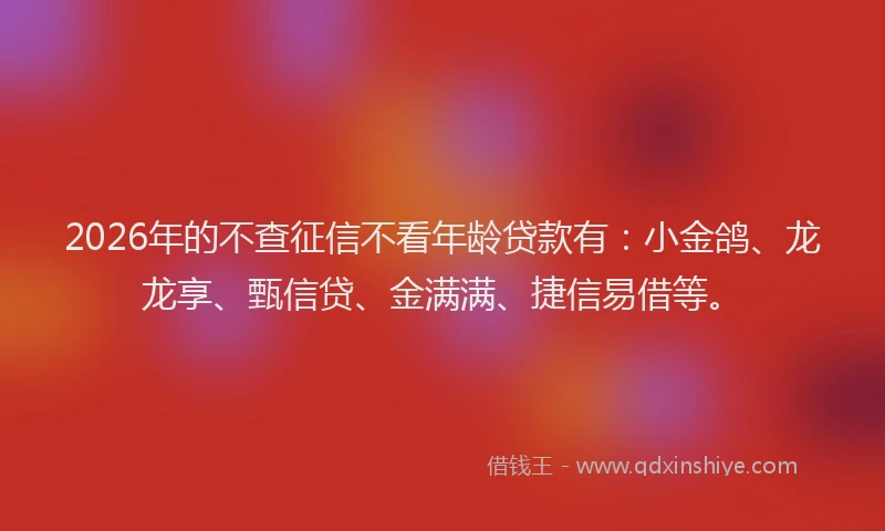 2026年的不查征信不看年龄贷款有：小金鸽、龙龙享、甄信贷、金满满、捷信易借等。