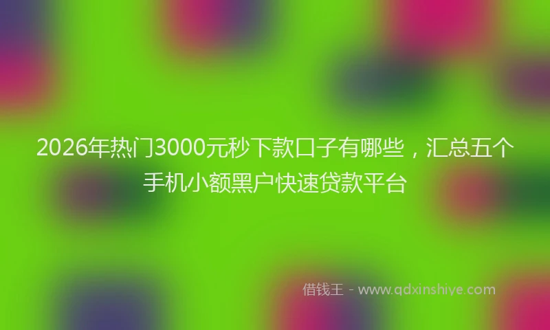 2026年热门3000元秒下款口子有哪些，汇总五个手机小额黑户快速贷款平台