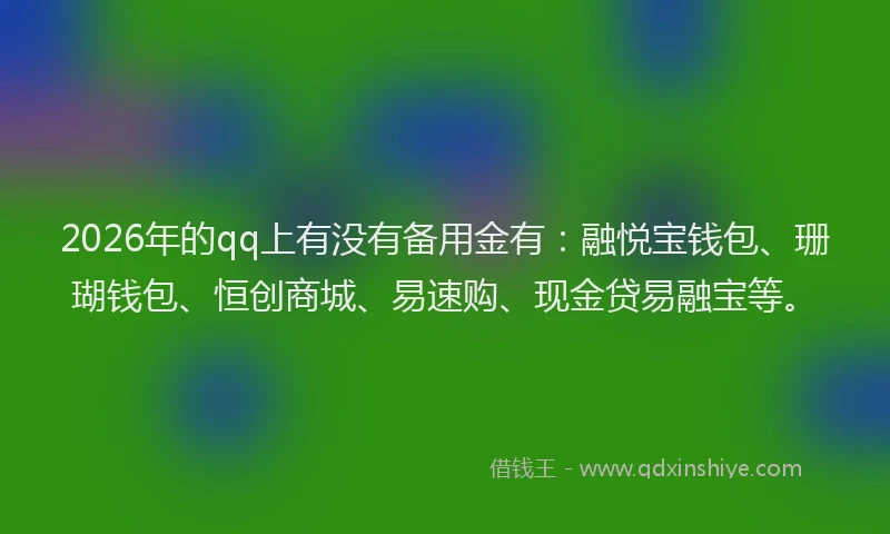 2026年的qq上有没有备用金有：融悦宝钱包、珊瑚钱包、恒创商城、易速购、现金贷易融宝等。