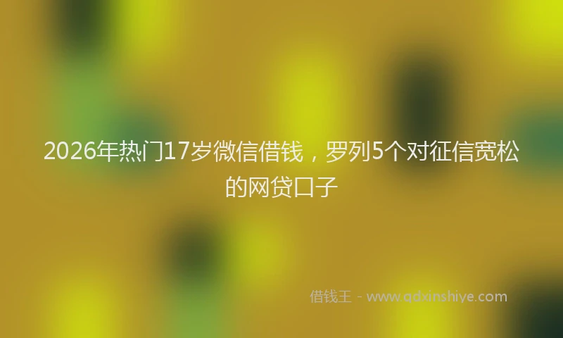 2026年热门17岁微信借钱，罗列5个对征信宽松的网贷口子