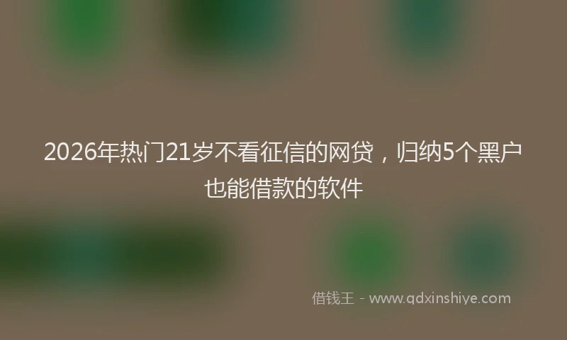 2026年热门21岁不看征信的网贷，归纳5个黑户也能借款的软件
