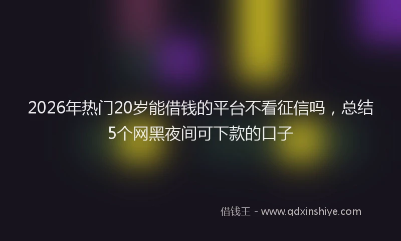 2026年热门20岁能借钱的平台不看征信吗，总结5个网黑夜间可下款的口子