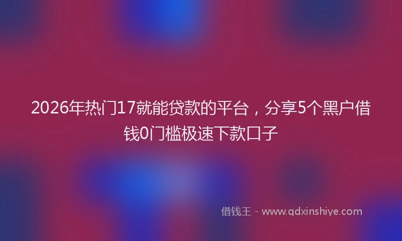 2026年热门17就能贷款的平台，分享5个黑户借钱0门槛极速下款口子