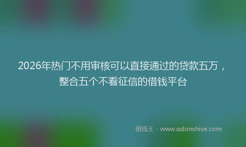 2026年热门不用审核可以直接通过的贷款五万，整合五个不看征信的借钱平台