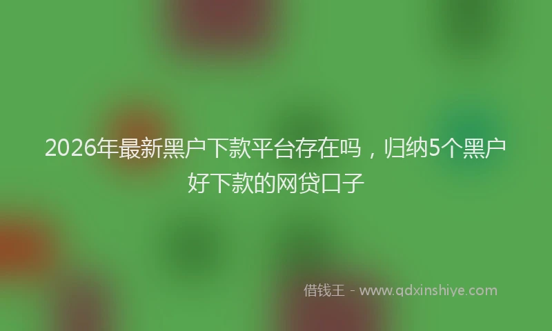 2026年最新黑户下款平台存在吗，归纳5个黑户好下款的网贷口子