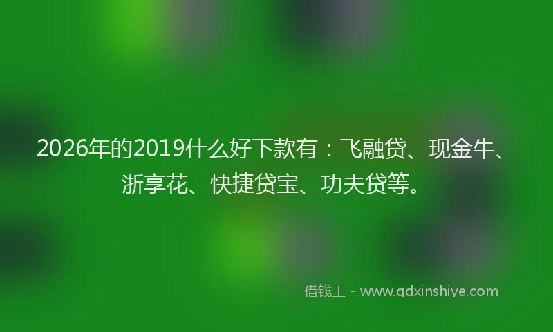 2026年的2019什么好下款有：飞融贷、现金牛、浙享花、快捷贷宝、功夫贷等。