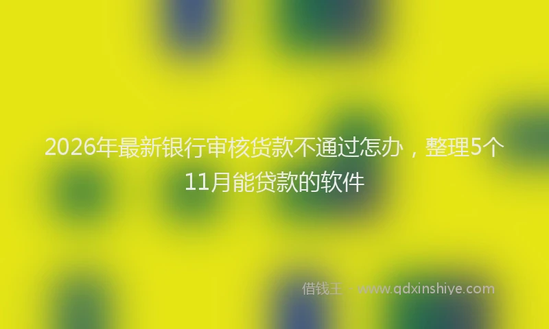 2026年最新银行审核货款不通过怎办，整理5个11月能贷款的软件