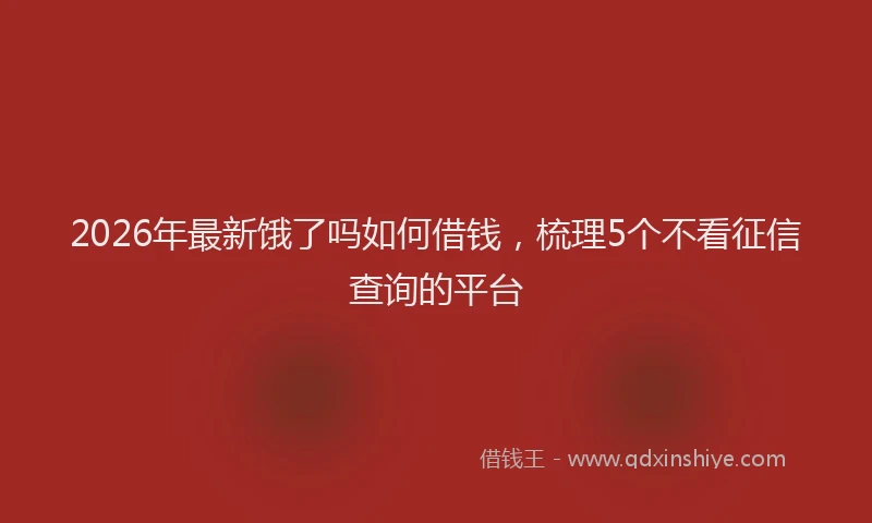 2026年最新饿了吗如何借钱，梳理5个不看征信查询的平台