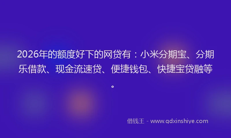 2026年的额度好下的网贷有：小米分期宝、分期乐借款、现金流速贷、便捷钱包、快捷宝贷融等。