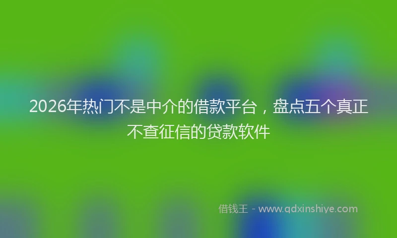 2026年热门不是中介的借款平台，盘点五个真正不查征信的贷款软件
