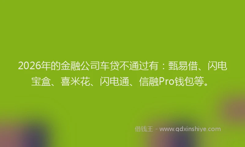 2026年的金融公司车贷不通过有：甄易借、闪电宝盒、喜米花、闪电通、信融Pro钱包等。