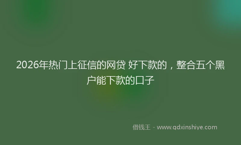 2026年热门上征信的网贷 好下款的，整合五个黑户能下款的口子