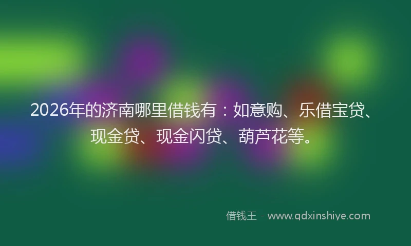 2026年的济南哪里借钱有：如意购、乐借宝贷、现金贷、现金闪贷、葫芦花等。