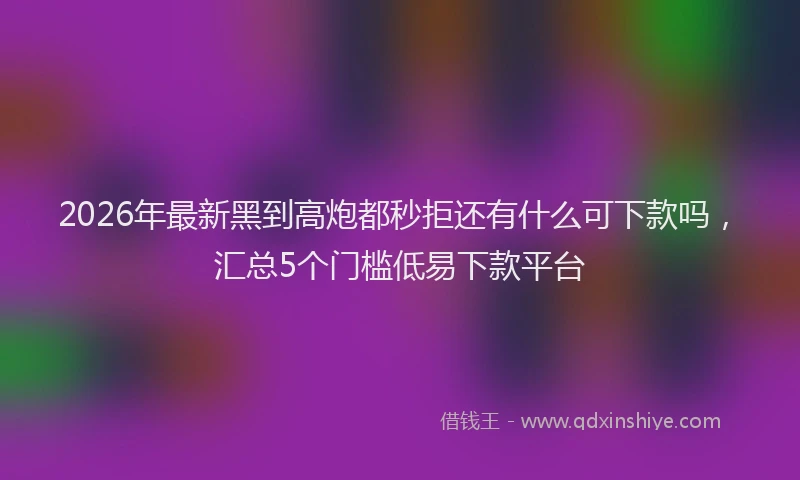 2026年最新黑到高炮都秒拒还有什么可下款吗，汇总5个门槛低易下款平台
