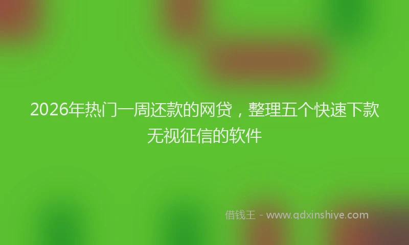 2026年热门一周还款的网贷，整理五个快速下款无视征信的软件