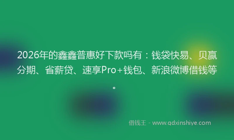 2026年的鑫鑫普惠好下款吗有：钱袋快易、贝赢分期、省薪贷、速享Pro+钱包、新浪微博借钱等。