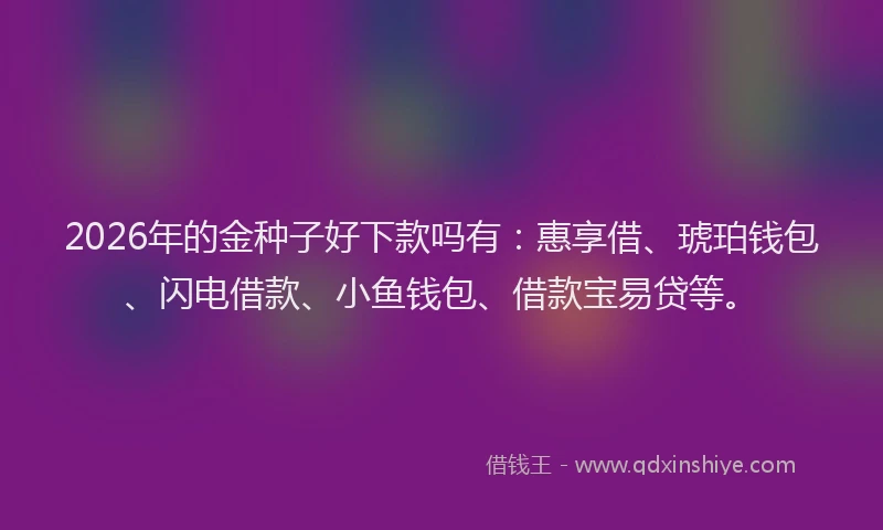 2026年的金种子好下款吗有：惠享借、琥珀钱包、闪电借款、小鱼钱包、借款宝易贷等。