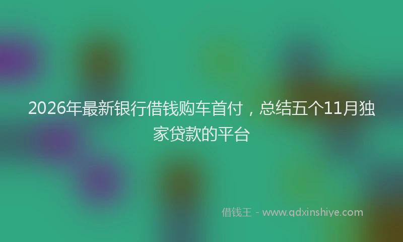 2026年最新银行借钱购车首付，总结五个11月独家贷款的平台