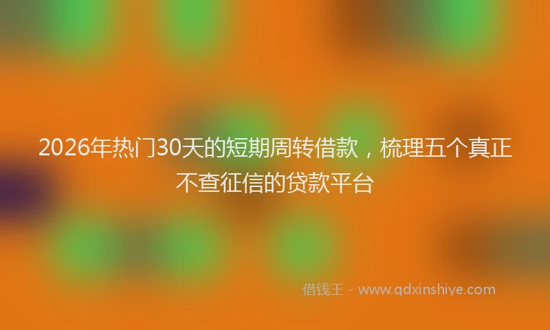 2026年热门30天的短期周转借款，梳理五个真正不查征信的贷款平台