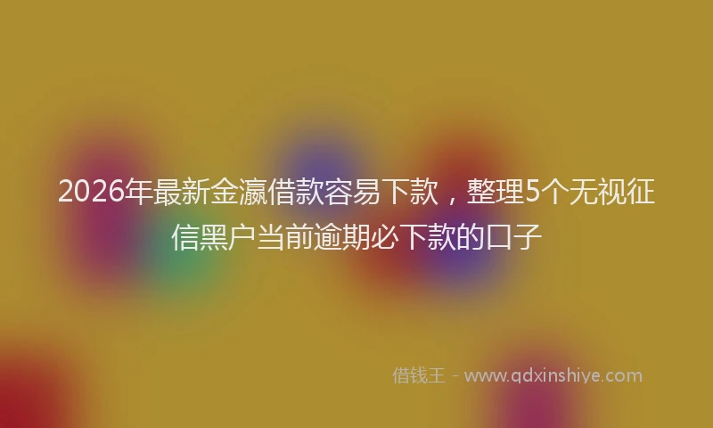 2026年最新金瀛借款容易下款，整理5个无视征信黑户当前逾期必下款的口子