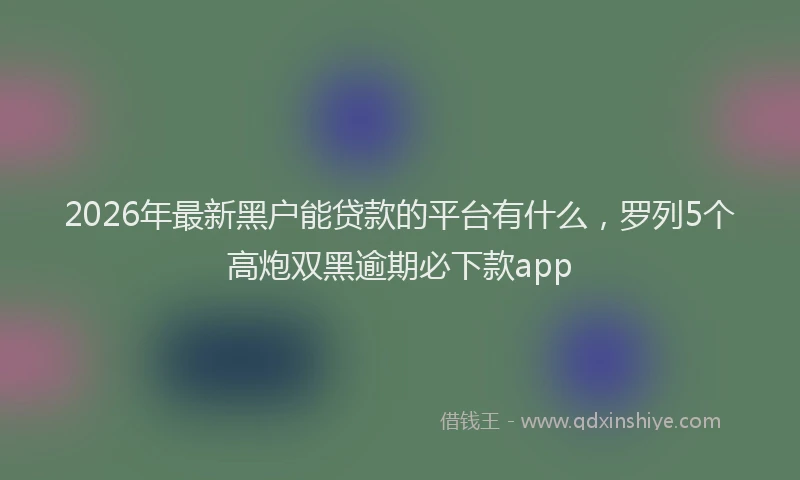 2026年最新黑户能贷款的平台有什么，罗列5个高炮双黑逾期必下款app